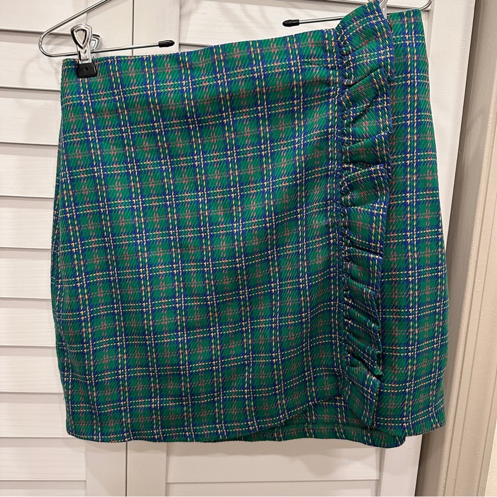 Green Plaid Skirt Topshop size US 6